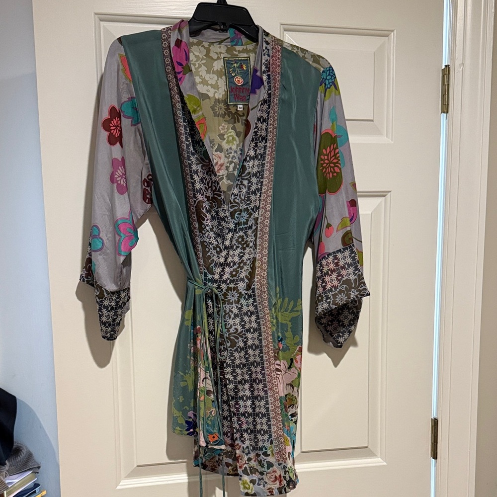 Johnny Was Multicolor Floral Wrap Tunic
